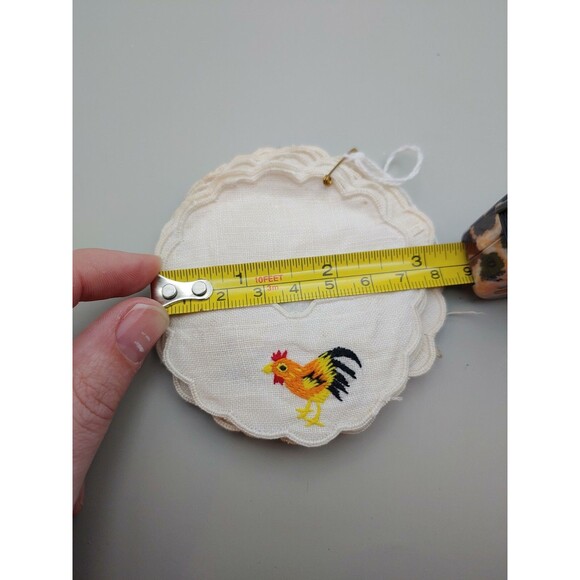 SET OF 12 ROOSTER MADIERA Vintage Cocktail Napkins 10 Matching Drink Coasters - Picture 4 of 11